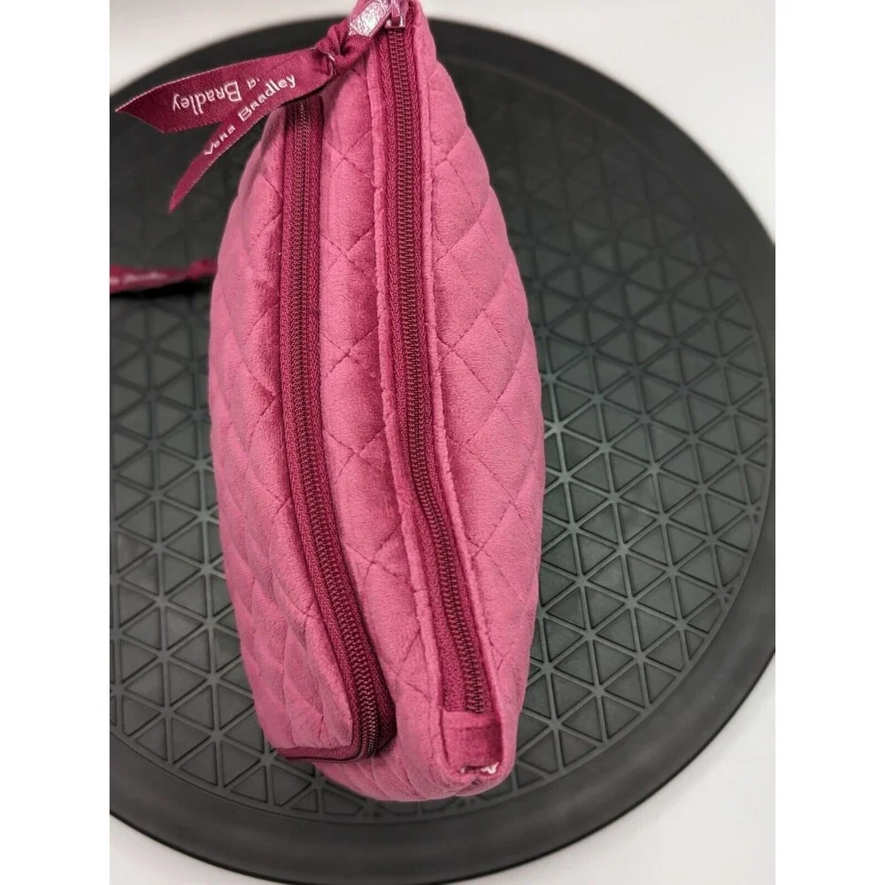 Vera Bradley Cosmetic Travel Bag Pink Velvet Makeup Jewelry Organizer Quilted